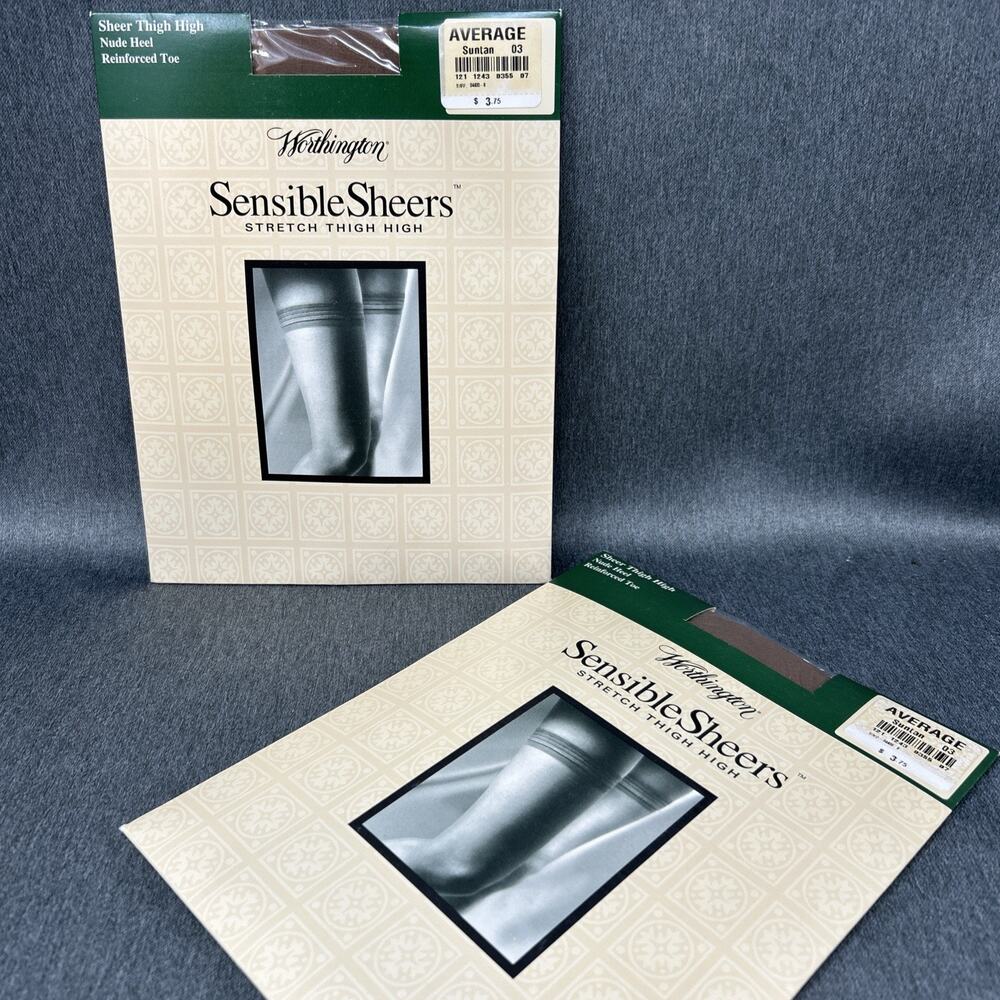 Worthington Sensible Sheers Lot of 2 Suntan 03 Stretch Thigh Highs Average NEW